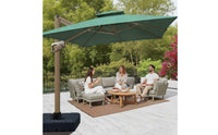 Square Patio Umbrella Double-Pole Patio Umbrella with Wheeled Base Rotatable for Poolside, Garden