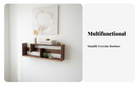 Floating Shelf Set Solid Wood Multi-Compartment Floating Bookcase Space-Saving