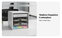 Easy Organization Desktop File Organizer Space Saving Multi-Layer Document Tray Large Capacity A4 Paper Organizer Box Multifunctional for Students, Home Workers, Women, Desk, Study Room, Dressing Table