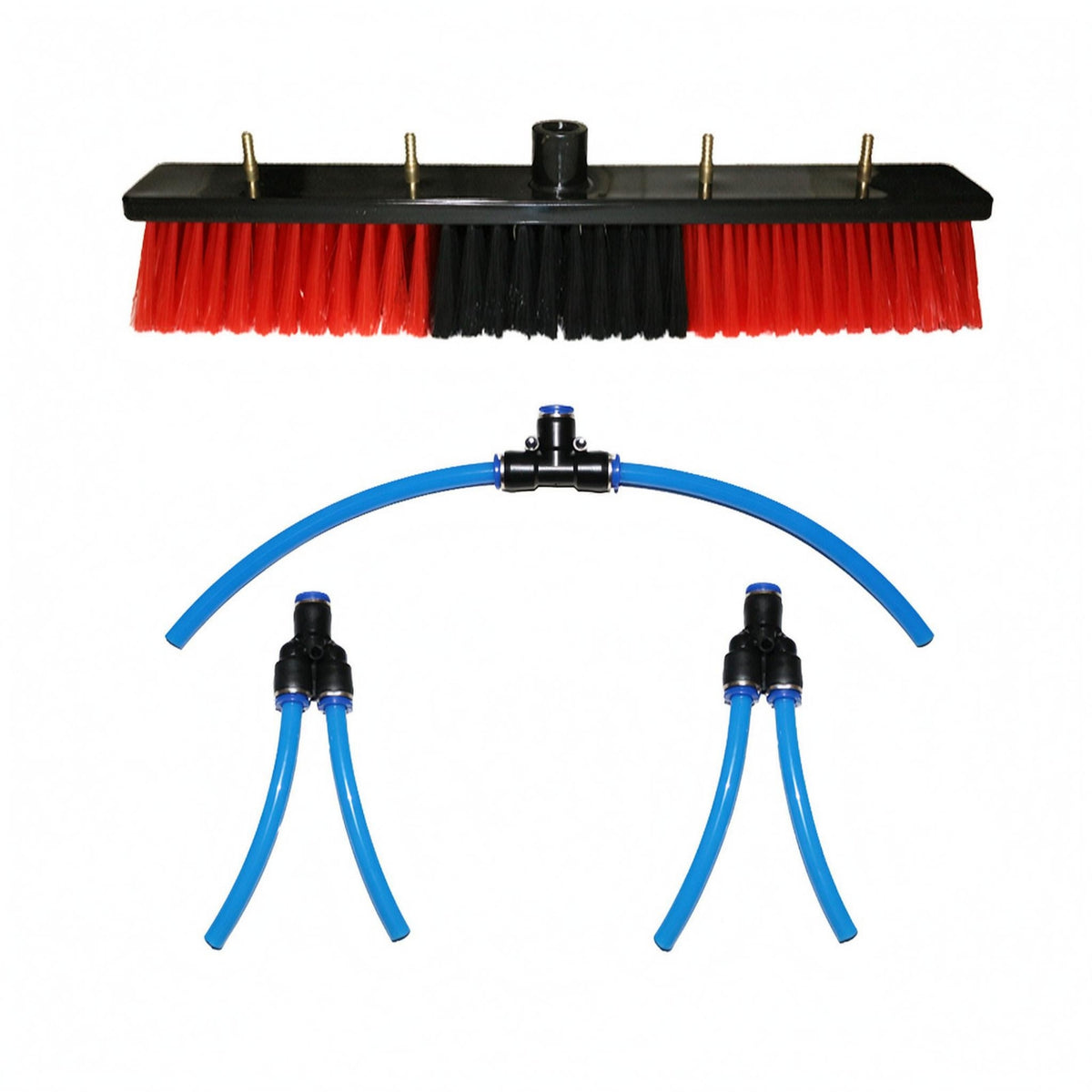 Multi-Outlet Water Fed Pole Brush Dense Bristles Solar Panel Cleaning Brush Connector Fitted Tubed