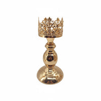 Stable Base Crown Shaped Candle Holder Metal Pedestal Candlestick Vintage Design Candle Stand for Wedding, Party, Photoshoot Prop