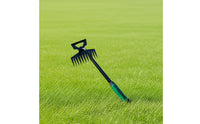 11-Tine Garden Weeder Heavy Duty Extracting Weeder Rake Carbon Steel Double-Head Hoe Rake for Gardeners, Farmers, Flower Beds