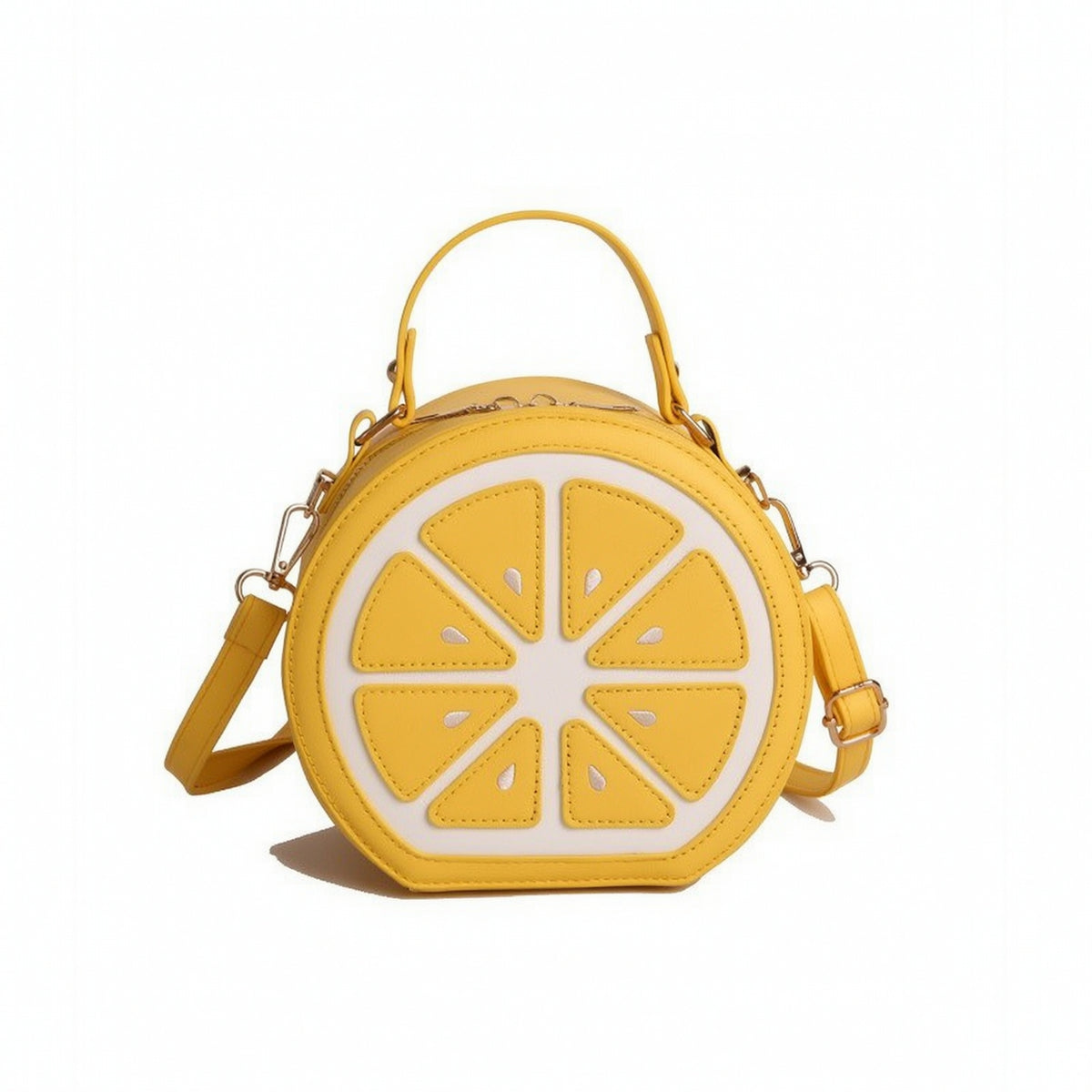 Novelty Citrus Slice Handbag Playful Fruit Shaped Purse Small Lemon Crossbody Bag Convertible for Shopping, Travel