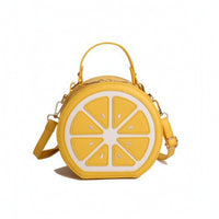 Novelty Citrus Slice Handbag Playful Fruit Shaped Purse Small Lemon Crossbody Bag Convertible for Shopping, Travel