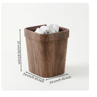 Wood-Grain Open-Top Trash Bin Modern Tapered Wastebasket Minimalist Trash Bin with Inner Liner Textured for Bedroom, Living Room, Office