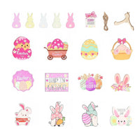 21 Pieces rabbit the decorationse Easter Tiered Tray Decor Set Rustic Design Interchangeable Sign Set DIY Arrangement House Decoration Pastel hues for Holiday lovers, Dining Table, Kitchen Counter