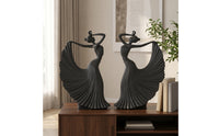 2 Pieces Artistic Dancer Figurine Modern Dancing Figurine Pleated Abstract Woman Statue Decorative for Art Lovers, Homeowners, Tabletop, Living Room, Entryway, Shelf