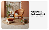 3 Pieces Handwoven Design 3 Piece Rattan Furniture Set Tempered Glass Tabletop for Apartment Dwellers, Homeowners, Balcony, By the Window, Sunroom, Indoor