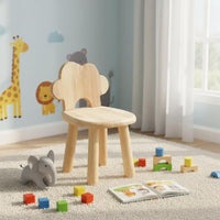 Wooden Animal Chair Easy to Clean Solid Kids Chair Child-Centered Friendly Cartoon Character Seat for Young Children, Kindergarten, Playroom
