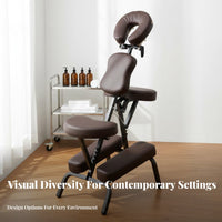 Lightweight Foldable Chair Oil and Waterproof Portable Massage Chair Ergonomic Design Adjustable Kneeling Stool Padded Cushion for Beauticians, Physical Therapists, Clients, Beauty Salon, Mobile Treatment, Home, Office
