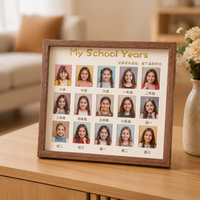Photo Frame for Grandparents, 15 Panel Multi Photo Frame, Modern Minimalist Handmade Wood Picture Frame, Freestanding Table Top Display
