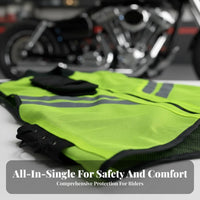 Reflective Motorcycle Vest 360° Reflectivity Luminous Yellow Safety Vest High Visibility Clothing Lightweight & Breathable