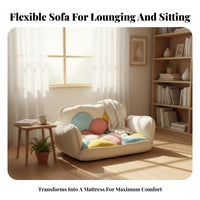 Foldable Design Convertible Cushioned Floor Sofa Space-Saving Household Furniture Multi-Purpose Loveseat Soft Cushioning for Small Apartment Dwellers, Young Adults, Homeowners, Bedroom, Balcony, Dorm Room