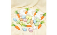 18 Pieces DIY Craft Bunny Carrot Egg Ornaments Colorful Foam Easter Decoration Set Reusable Foam Carrot Decoration Lightweight for Children, Crafters, School Crafts, Table Decor