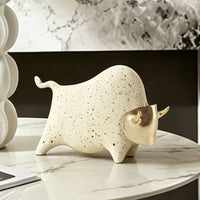 Bull Figurine Gold Sculpture Modern Decor for Desk