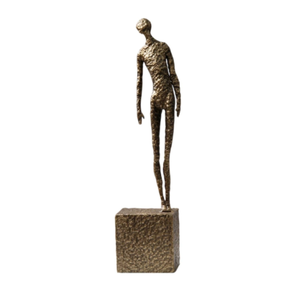 Human Figurine Cast Aluminum Standing Sculpture Minimalist Sculpture with Base for Simplifiers, Bookshelf, Entryway