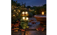 Yellow-Green Accents Solar Frog Statue Sturdy Resin Solar Frog Ornament No Wiring Outdoor Decor Energy Efficient for Courtyard