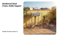Single Bowl Sink with Stand Reinforced Bracket Freestanding Stainless Steel Sink Rust-Resistant Portable Wash Station for Tenants, Rental Property