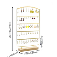 4-Tier Earring Display Stand Minimalist Earring Holder Organized Jewelry Display Rack with Wood Base Space-Saving for Boutiques, Dresser