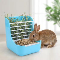 Bunny Hay Feeder with Hanging Hay Feeder Hooks, 2-in-1 Hay Rack and Food Bowl for Guinea Pigs, Anti-Waste Design for Chinchillas