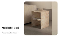 Wabi-Sabi Design Round Pedestal Table Minimalist Design Round Pedestal Stand Movable Home Furniture Compact Size for Decor Enthusiasts, Interior Designers, Apartment Dwellers, Sofa Side, Living Room, Bedroom, Reading Nook