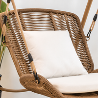 Hanging Chair with Frame, Modern Freestanding Swing Chair for Garden & Terrace, Weatherproof Garden Furniture with Cushion, 115x105x137cm