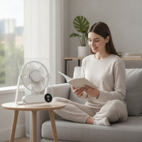 Desktop Fan with LED Display Detachable Appliance Space-Saving for Bedside Table