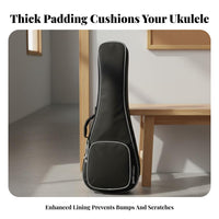 Padded Ukulele Bag Adjustable Shoulder Strap 21 Inch Ukulele Backpack Carry Handle 10mm Thick Padding for Storage, Music Lessons