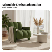 French Cream aesthetic Oversized Single-Person Sofa Modern Minimalist Upholstered Tub Chair Plush Fabric Indoor Seating Curved supportrest for Interior Design aficionados, Book Lovers, Living Room, book perusal alcove, Bedroom, Apartment