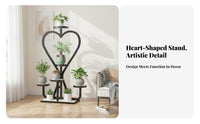 Comes with casters Multi-Tier Rolling Plant Stand Floor-Standing Wheeled Heartpattern Flower Rack Space-Saving Garden Accessory sturdy Duty for Gardeners, Homeowners, Florists
