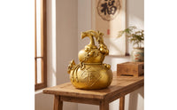 Gourd Ornament Shiny Gourd with Stem Feng Shui Sculpture for Tabletop, Entryway
