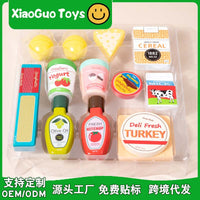 Wooden Pretend Play Milk and Ice Cream Food Set for Kids Kitchen Simulation Toy
