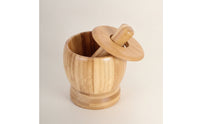 Stable Base Bamboo Mortar and Pestle Natural Mortar and Pestle Set Manual Garlic with Lid Traditional for Home Cooks, Kitchen, Meal Prep