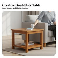 two-level Design dual-level Square Table Modern Look 2-Tier Square Side Table minimalist design Household Furniture Space-Saving for Apartment Dwellers, Homeowners, Interior Decorators, Living Room, Small Spaces, Bedroom, Entryway