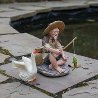Waterproof Miniature Fisherman Figurine Realistic Design Simulation Duck Figurine Artisan-Made Look for Aquatic Creature Aquarium