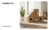 Cardboard Cat House Sturdy Cat Scratcher House Reversible Scratching Surface Pet Supplies for Living Room, Apartment, Playroom