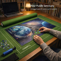 Felt Puzzle Storage Mat for 1000 to 1500 Piece Capacity, Portable Organizer Gray Blanket to Save Progress