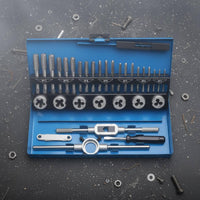 Hand Tap Bit Set Full Size Range Metal Threading Set Storage Case Thread Cutting Kit for Mechanics, Workshop, Repair Job, Garage