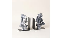 Stone Bookends Chinese-Style Desktop Ornaments Black Metal Base Home Decoration for Desk