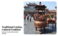 Large Outdoor Temple Censer Ornate Traditional Design Six Dragon Pillar Ceremonial Smoke Burner Weather Resistant Round Cast Iron Ceremonial Smoke Urn