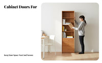 Multitier Shelves Floor-Standing bookshelf with Doors Large Capacity Tall bookshelf with Cabinet Doors Display Shelf for Students, Book Lovers, Homeowners, Study Room, Home Office, Bedroom