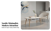 Small Footprint Nordic Design Coffee Table Stable Structure Modern Minimalist Center Table Easy Assembly Living Room Furniture Wear-Resistant Top for Apartment Dwellers, Homeowners, Office Workers, Home, Lounge Area, Study