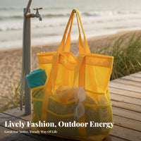 Quick-Drying Mesh Beach Tote Lightweight Sand Sifting Tote Bag Versatile Carry Mesh Beach Bag Foldable for Beachgoers, Travelers, Travel, Outdoor, Vacation, Camping