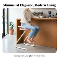 Minimalist Design Z-Frame High Seat Retro Aesthetic Bar Stool Integrated Footrest Counter Chair Low Backrest for Cafe Owners, Homeowners, Adults, Kitchen Island, Cafeteria, Dining Room, Office