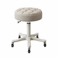 Effortless Rolling Casters Upholstered Adjustable Task Stool Sturdy 5-Star Base Swivel Chair Armless Design Seating Furniture High-Density Foam Cushion for Hairstylists, Professionals, Beauty Salon, Barber Shop, Vanity Area, Studio
