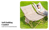 Foldable Design Adjustable Reclining Lounger High Load Capacity Folding Chair Padded Seat Outdoor Furniture Lockable Recline for Beachgoers, Homeowners, Camping, Fishing, Office, Backyard