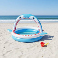 Shark Sprinkler Pool Overhead Inflatable Pool with Sprinkler Built-in Water Toy for Kids, Young Children, Backyard, Patio, Lawn