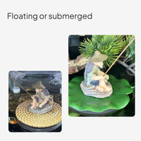 Floating Fisherman Aquarium Decor with Feeder Base
