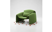 Red Sculpture Chair Italian Minimalist Single Sofa Chair Curved Shell Curved Lounge Armchair for Balcony, Relaxing, Living Room