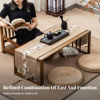 Space Saving Japanese Design Tea Table Versatile Use Tatami Floor Desk Rounded Safety Corners Low Profile Coffee Table Sturdy & Stable for Minimalists, Adults, Students, Bedroom, Bay Window, Living Room, Office